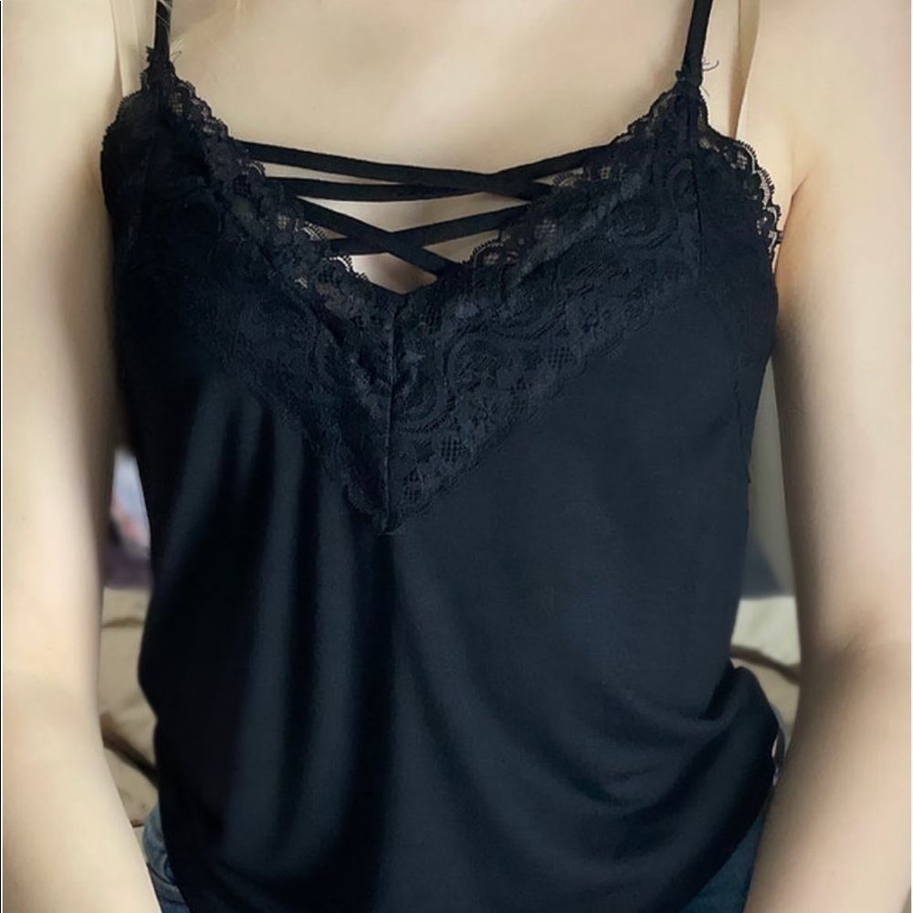 𝅺✨NEW✨ Lace Up Lace Cami Black